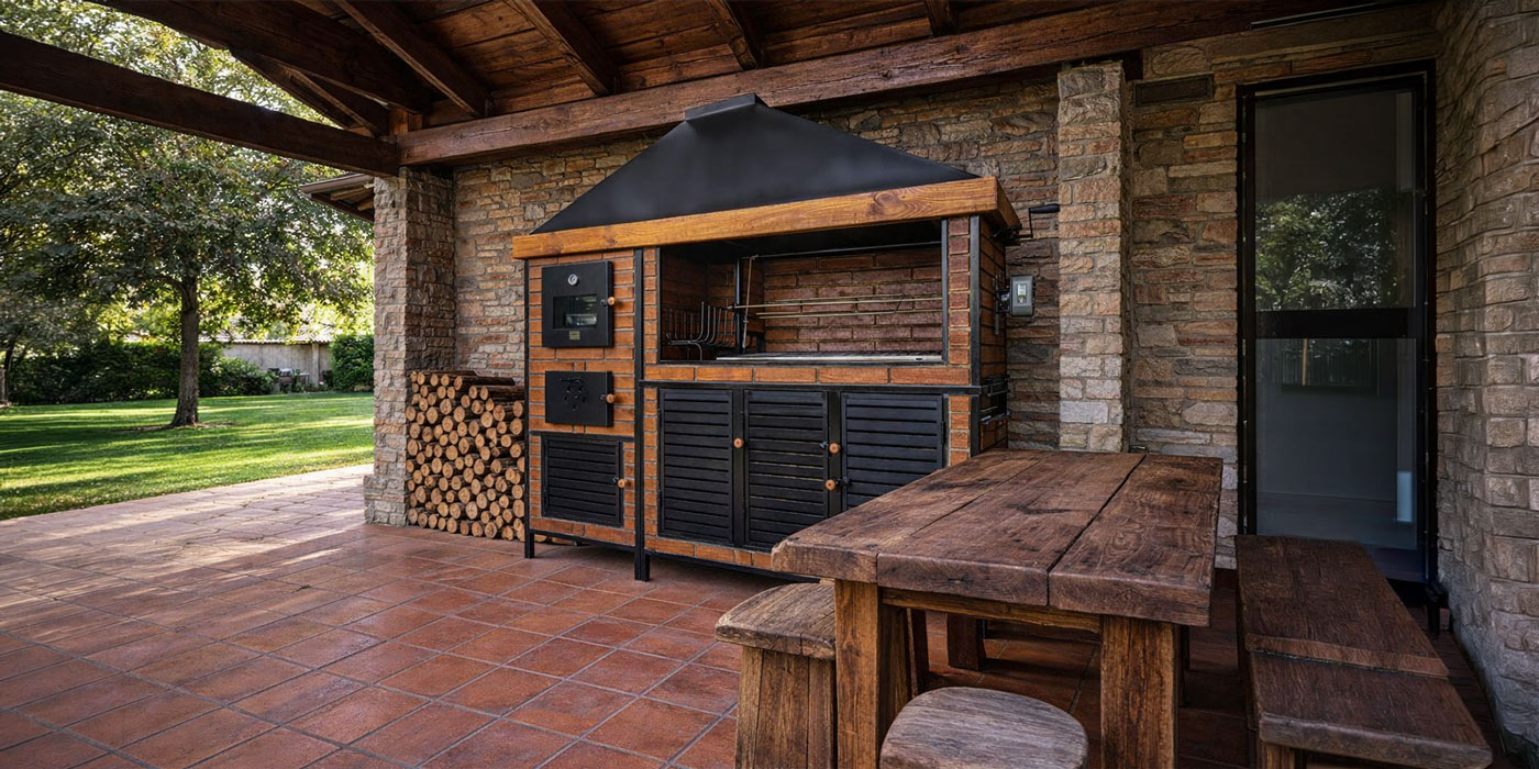 Quincho instalado para compartir un asado